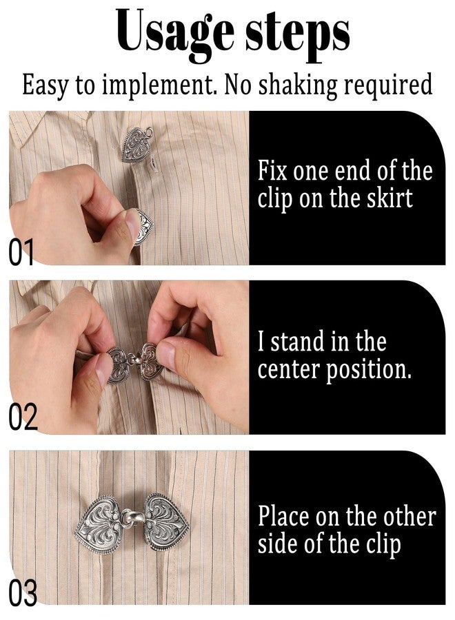 QfwdfcTrenz 4 Pieces Cinch Clips Vintage Sweater Swirl Cape Cloak Clips Retro Cardigan Collar Dress Shirt Brooch Dress Back Cinches Waist Clip for Dresses Women Wearing - Image 4